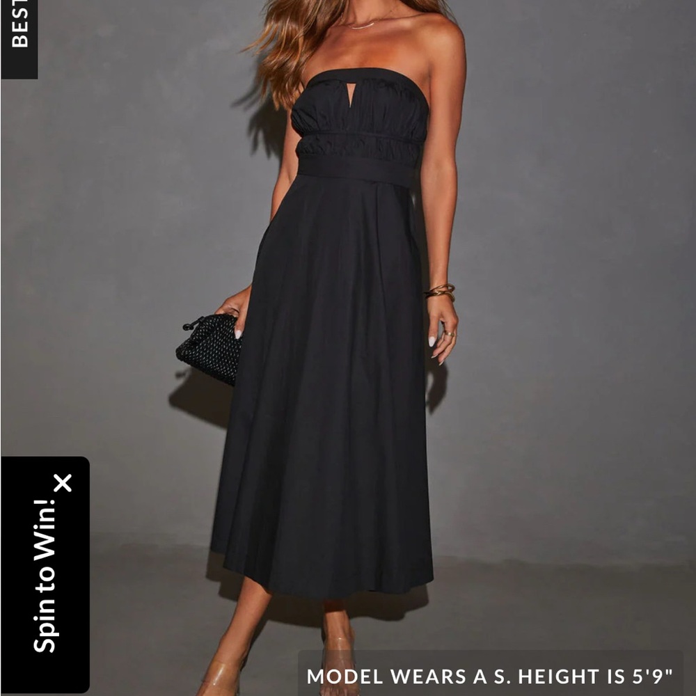 VICI Ryann Strapless Front Cutout Midi Dress